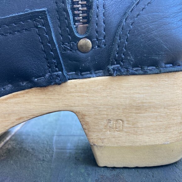 No. 6 5" Leather Clog Buckle Boot on Mid Heel - Picture 4 of 6